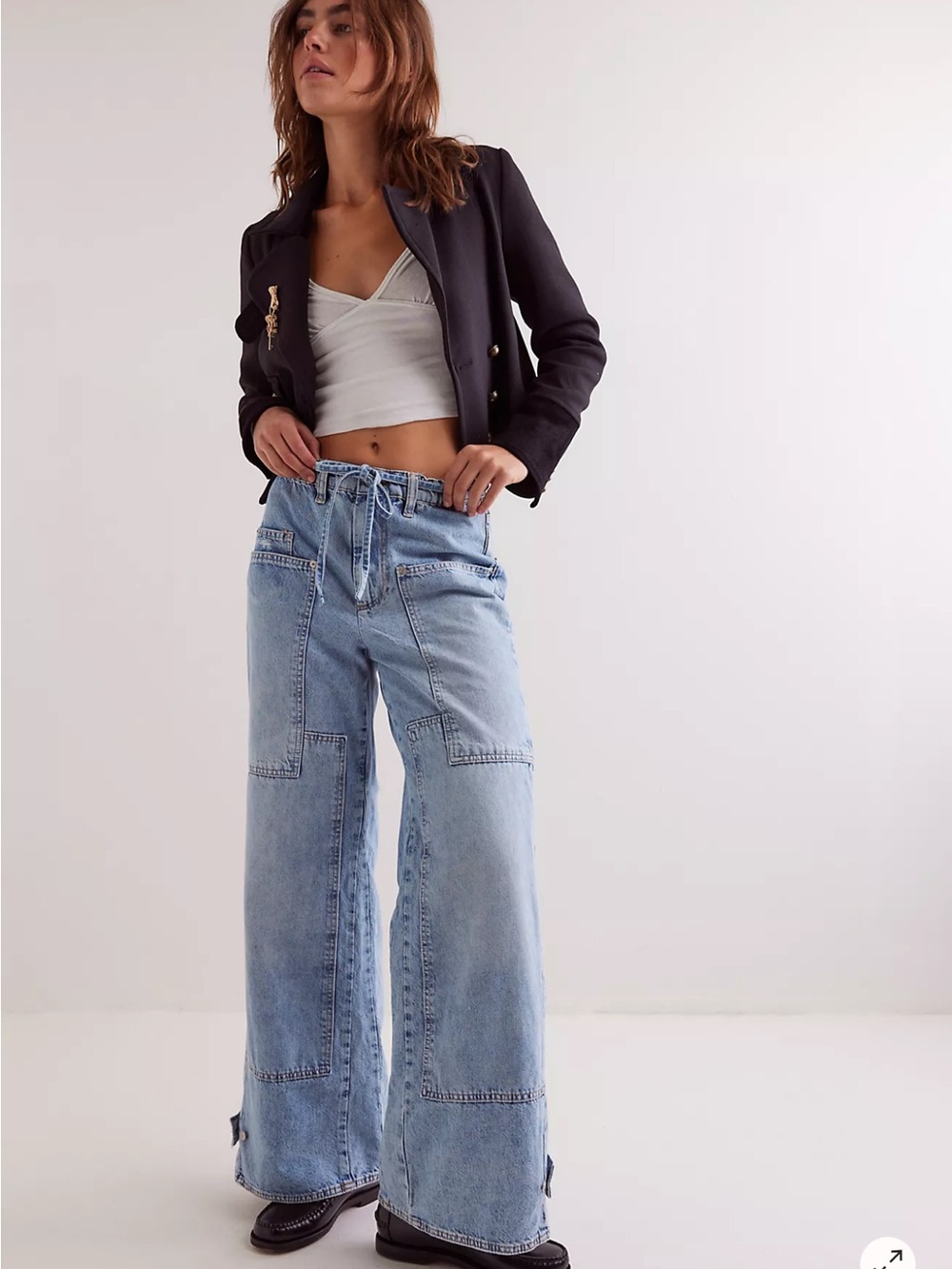 We The Free People Crvy Outlaw Wide Leg Jeans Women’s Medium Carpenter Baggy A